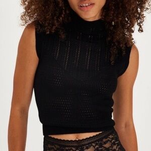 Free people intimately black mock neck knit top